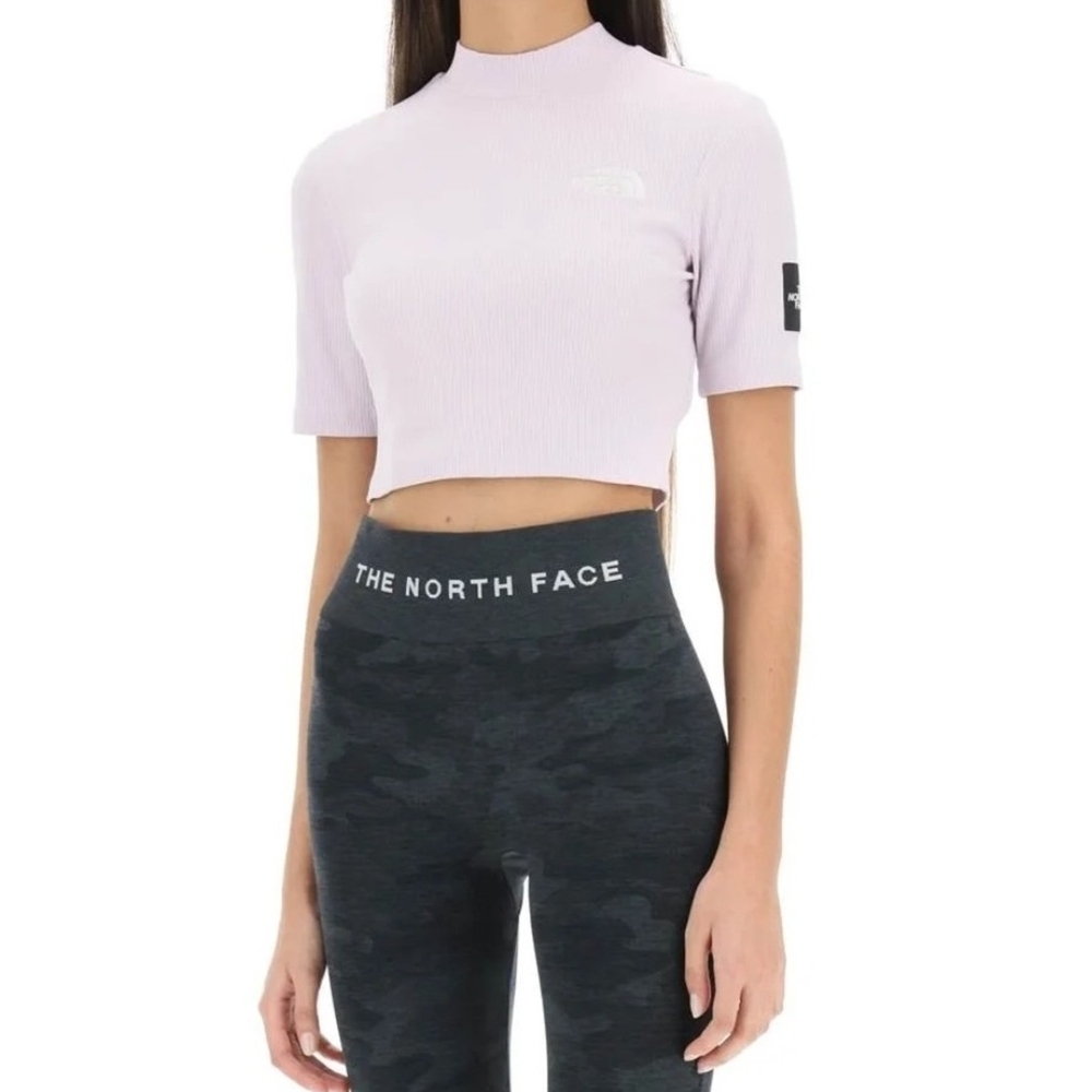 The North Face Gartha - Ribbed Knit Crop Top In Lavender Fog